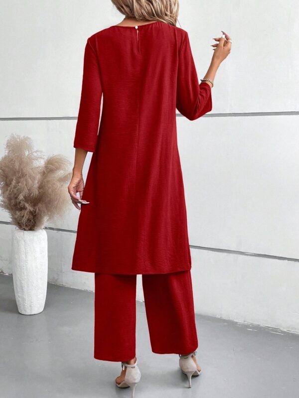 Conjunto Casual 2pcs: Top Simple Manga 3/4 y Pantalón Cintura Elástica - Image 14