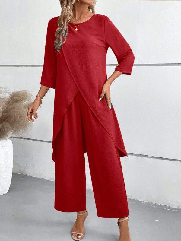 Conjunto Casual 2pcs: Top Simple Manga 3/4 y Pantalón Cintura Elástica - Image 15