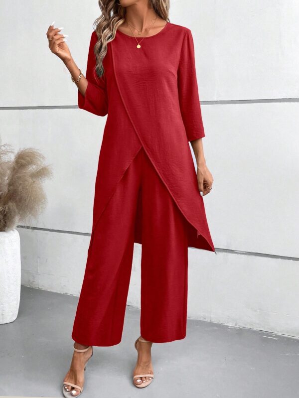 Conjunto Casual 2pcs: Top Simple Manga 3/4 y Pantalón Cintura Elástica - Image 16