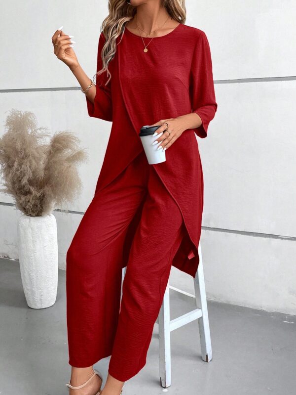 Conjunto Casual 2pcs: Top Simple Manga 3/4 y Pantalón Cintura Elástica - Image 17