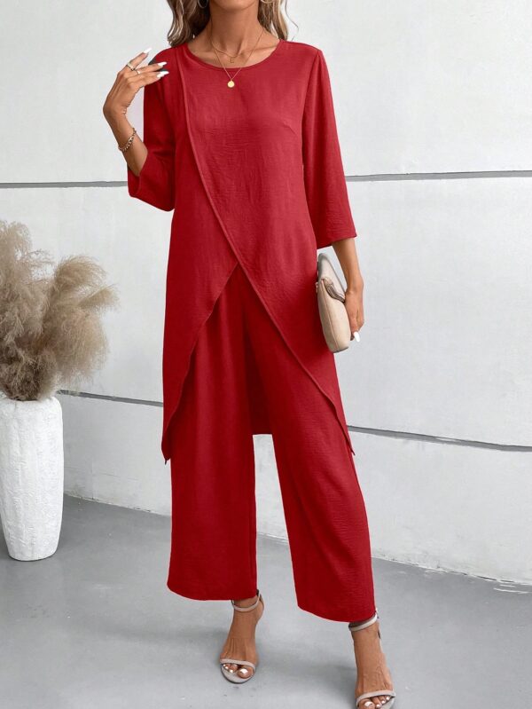 Conjunto Casual 2pcs: Top Simple Manga 3/4 y Pantalón Cintura Elástica - Image 18