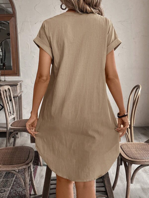 Vestido Mini Casual de Manga Corta con Botones Frontales - Image 79
