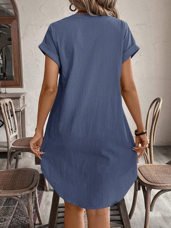 Vestido Mini Casual de Manga Corta con Botones Frontales - Image 86
