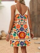 Vestido Mini Casual con Estampado Floral y Tirantes Espaguetis