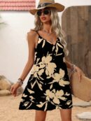 Vestido Mini Casual con Estampado Floral y Tirantes Espaguetis