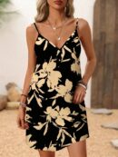 Vestido Mini Casual con Estampado Floral y Tirantes Espaguetis