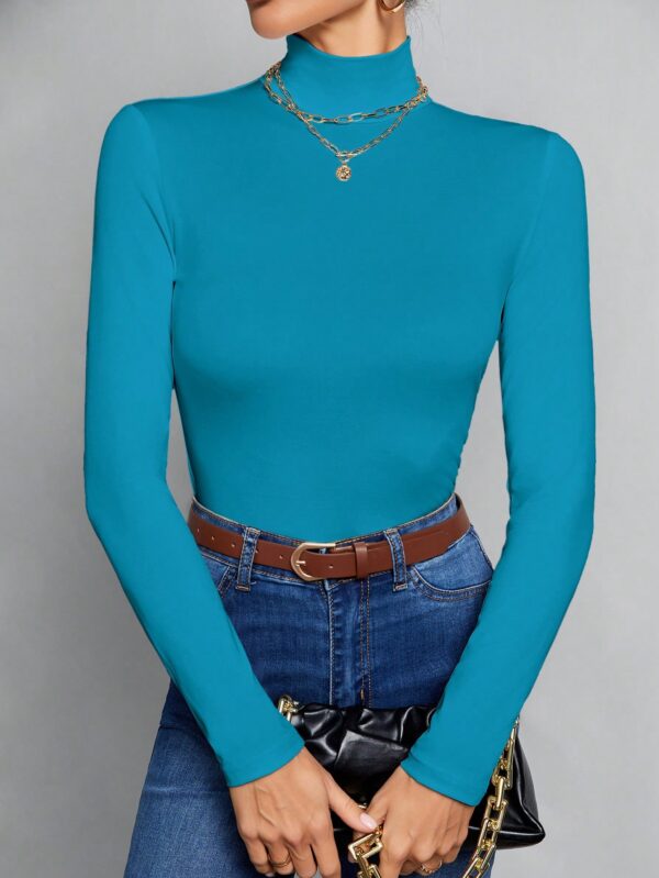 Top Cuello Alto Ajustado en Color Sólido Ideal para Otoño e Invierno - Image 10
