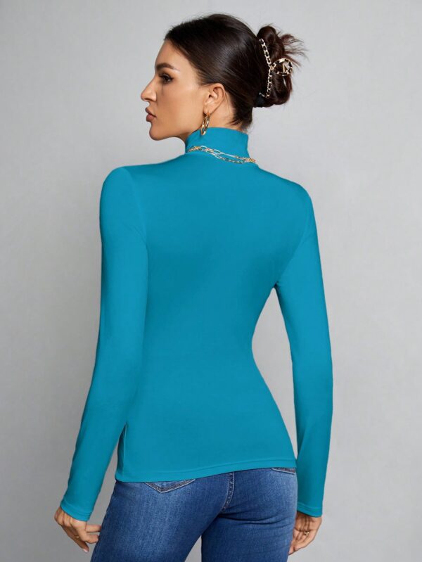 Top Cuello Alto Ajustado en Color Sólido Ideal para Otoño e Invierno - Image 11