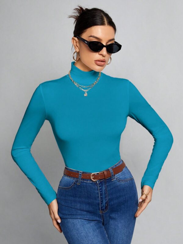 Top Cuello Alto Ajustado en Color Sólido Ideal para Otoño e Invierno - Image 16