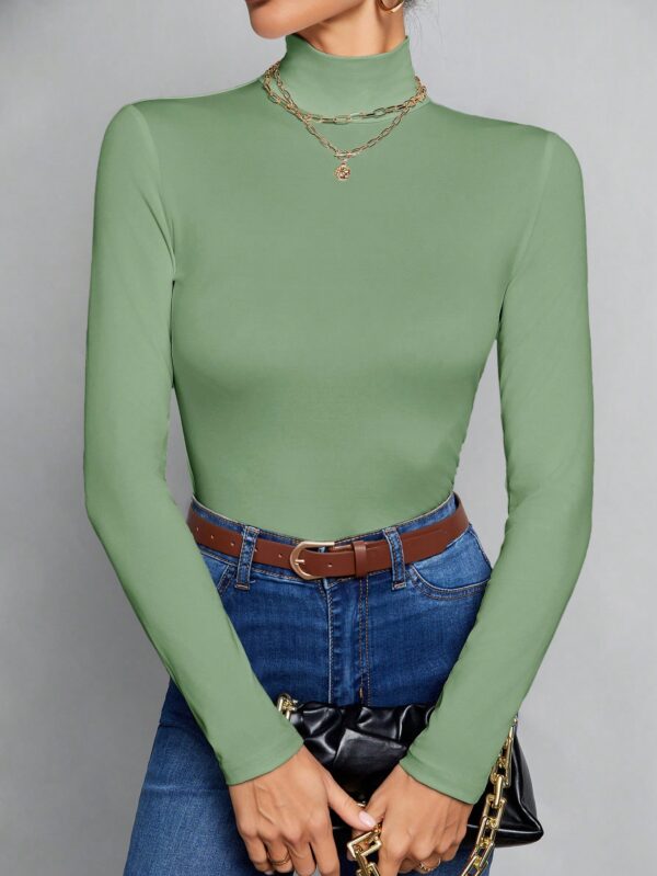 Top Cuello Alto Ajustado en Color Sólido Ideal para Otoño e Invierno - Image 19