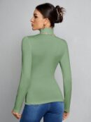 Top Cuello Alto Ajustado en Color Sólido Ideal para Otoño e Invierno