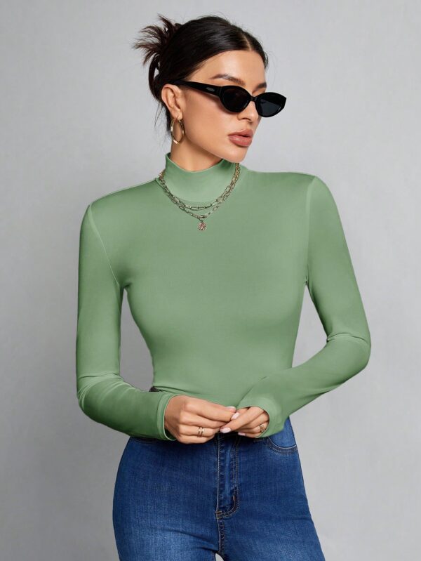 Top Cuello Alto Ajustado en Color Sólido Ideal para Otoño e Invierno - Image 21