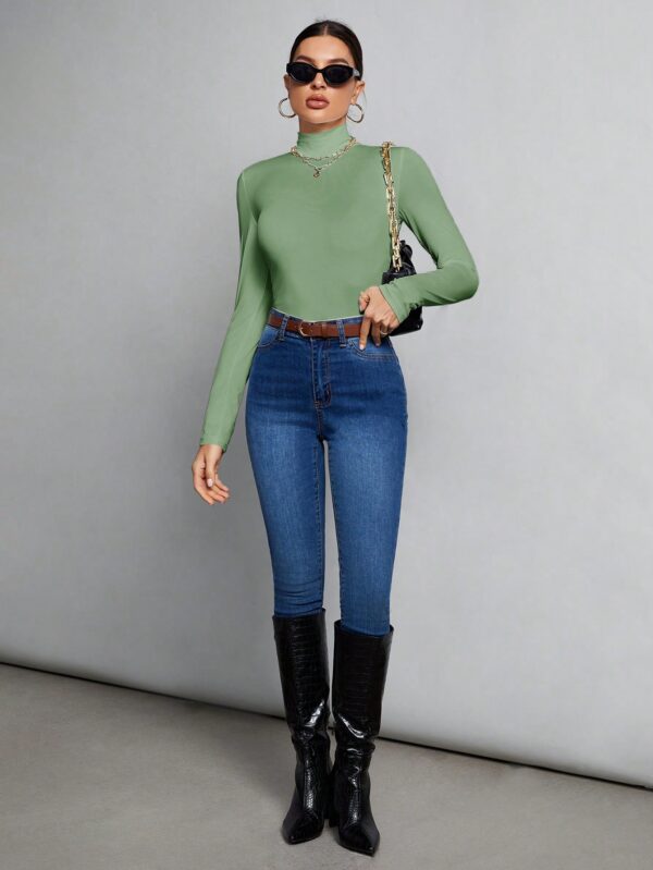 Top Cuello Alto Ajustado en Color Sólido Ideal para Otoño e Invierno - Image 22