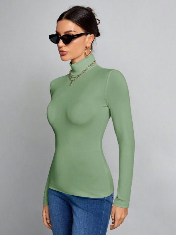Top Cuello Alto Ajustado en Color Sólido Ideal para Otoño e Invierno - Image 23