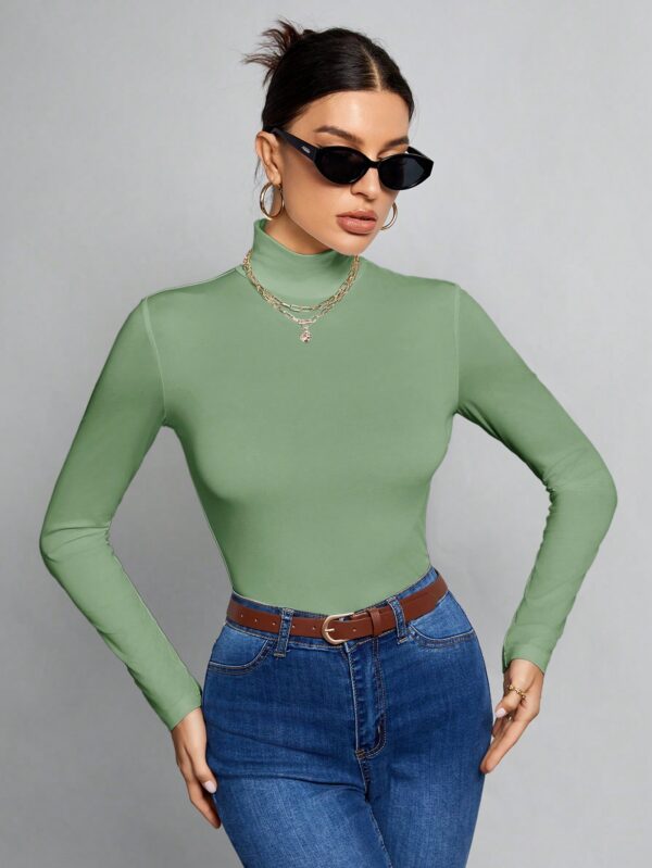 Top Cuello Alto Ajustado en Color Sólido Ideal para Otoño e Invierno - Image 25