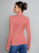 Top Cuello Alto Ajustado en Color Sólido Ideal para Otoño e Invierno
