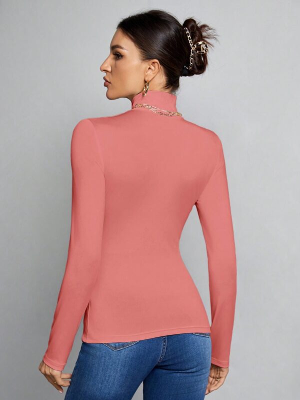 Top Cuello Alto Ajustado en Color Sólido Ideal para Otoño e Invierno - Image 28
