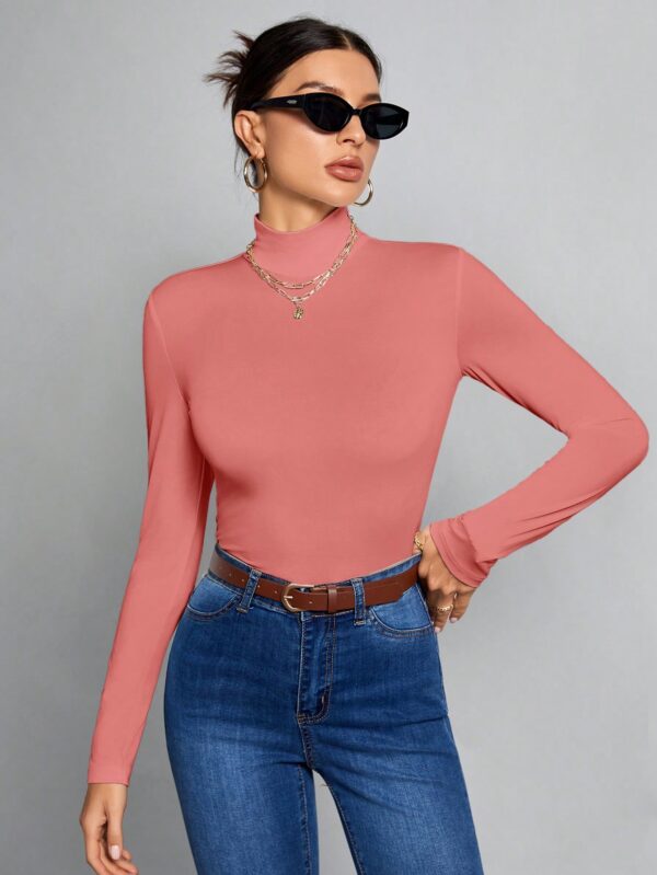 Top Cuello Alto Ajustado en Color Sólido Ideal para Otoño e Invierno - Image 32