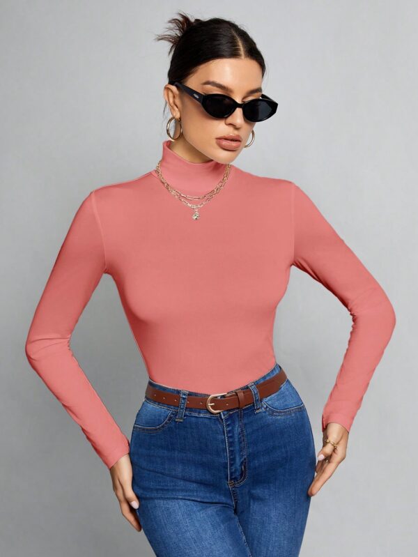 Top Cuello Alto Ajustado en Color Sólido Ideal para Otoño e Invierno - Image 33