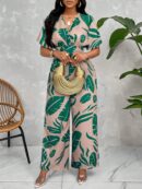 Mono Estampado Floral con Mangas Murciélago y Cinturón