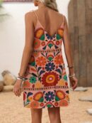 Vestido Mini Casual con Estampado Floral y Tirantes Espaguetis