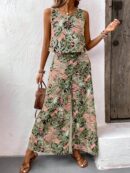 Set Veraniego Boho para Mujer: Top sin Mangas y Pantalón Ancho