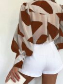 Camisa Estampada Multicolor de Manga Larga para Uso Diario