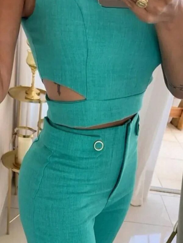 Set Coordinado Elegante de Camisola y Pantalón con Botones - Image 2
