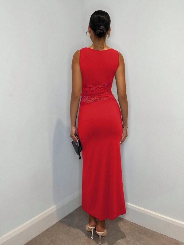 Vestido Largo Elegante con Detalles de Encaje y Abertura - Image 12