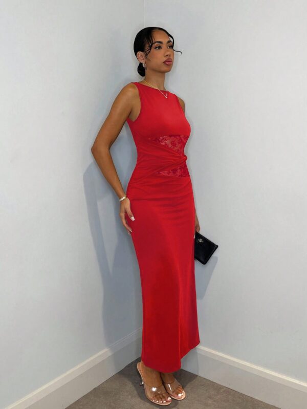 Vestido Largo Elegante con Detalles de Encaje y Abertura - Image 15