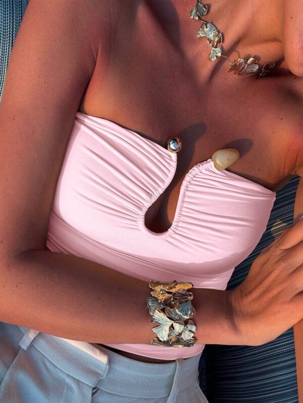 Top Corto Bustier de Verano, Escote U con Volantes y Espalda Descubierta - Image 27