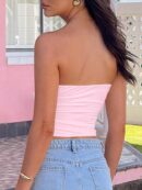 Top Corto Bustier de Verano, Escote U con Volantes y Espalda Descubierta