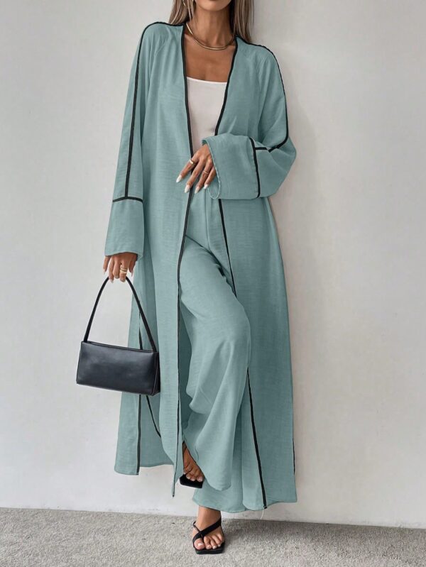 Conjunto de Abrigo Largo y Pantalones Anchos con Contraste - Image 17