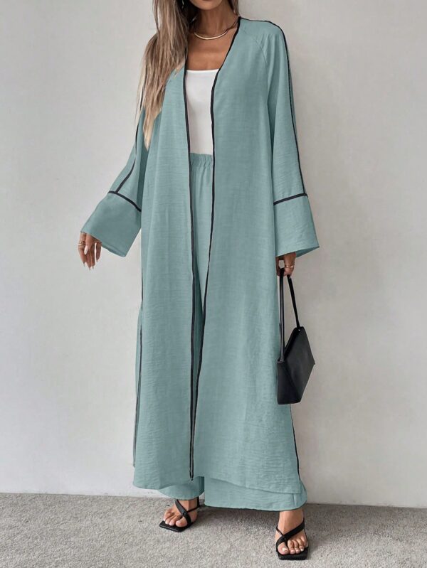 Conjunto de Abrigo Largo y Pantalones Anchos con Contraste - Image 18