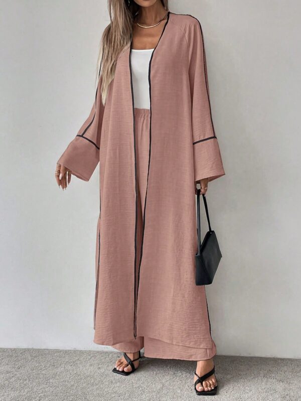 Conjunto de Abrigo Largo y Pantalones Anchos con Contraste - Image 21
