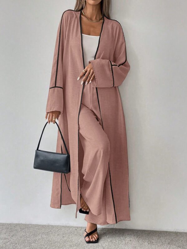 Conjunto de Abrigo Largo y Pantalones Anchos con Contraste - Image 22