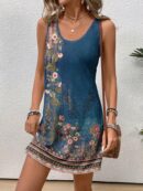 Vestido Bodycon sin Mangas con Estampado de Moda