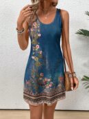 Vestido Bodycon sin Mangas con Estampado de Moda