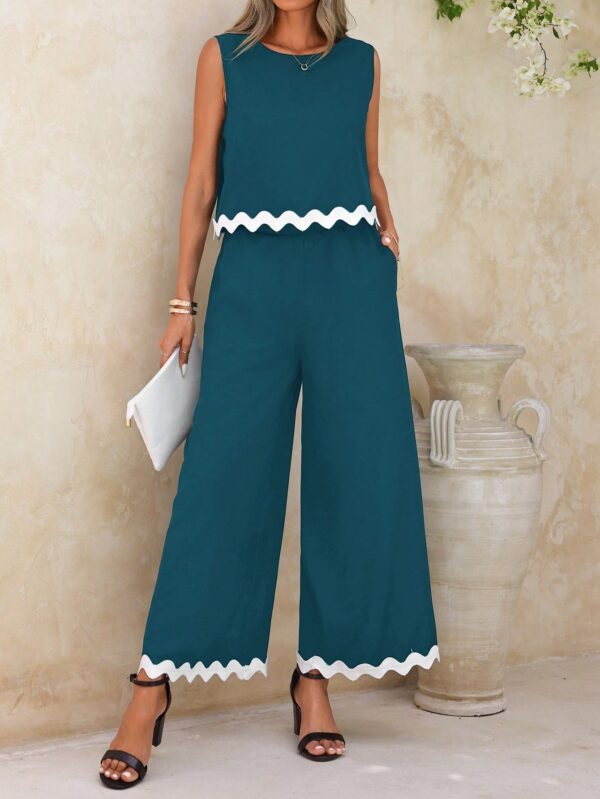 Conjunto Casual Blanco y Negro de Musculosa y Pantalón Ancho - Image 18