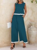 Conjunto Casual Blanco y Negro de Musculosa y Pantalón Ancho
