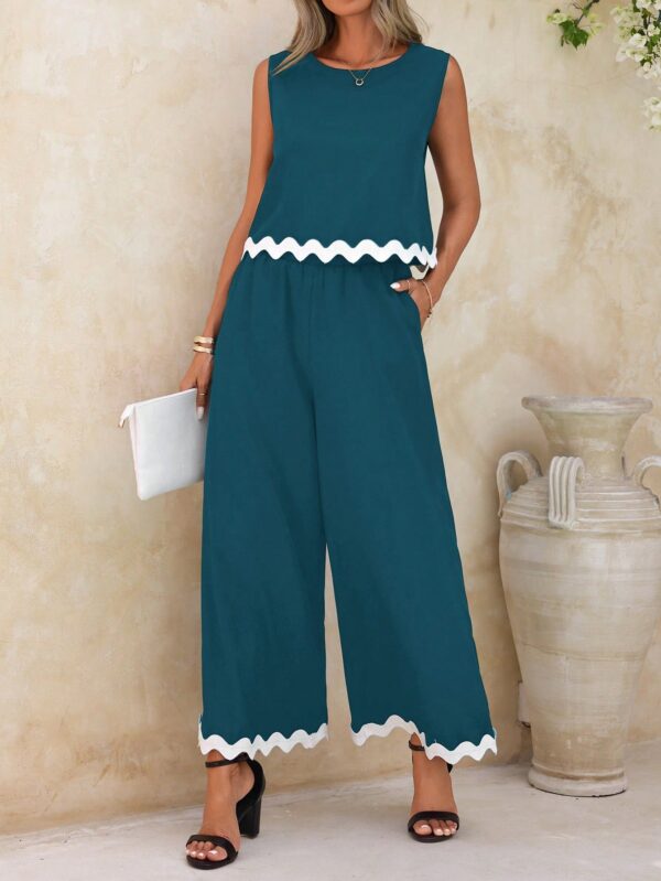 Conjunto Casual Blanco y Negro de Musculosa y Pantalón Ancho - Image 20