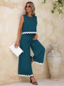 Conjunto Casual Blanco y Negro de Musculosa y Pantalón Ancho