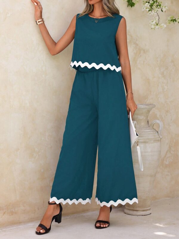 Conjunto Casual Blanco y Negro de Musculosa y Pantalón Ancho - Image 22