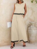Conjunto Casual Blanco y Negro de Musculosa y Pantalón Ancho