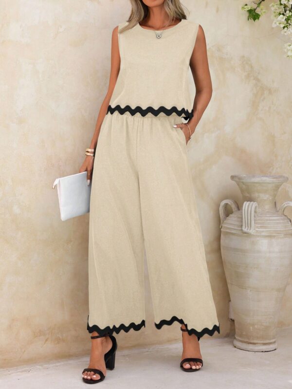 Conjunto Casual Blanco y Negro de Musculosa y Pantalón Ancho