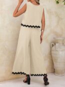 Conjunto Casual Blanco y Negro de Musculosa y Pantalón Ancho