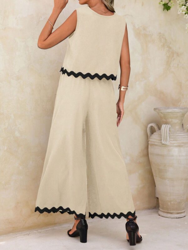 Conjunto Casual Blanco y Negro de Musculosa y Pantalón Ancho - Image 2