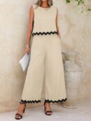 Conjunto Casual Blanco y Negro de Musculosa y Pantalón Ancho