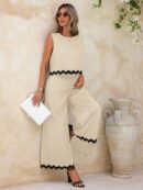 Conjunto Casual Blanco y Negro de Musculosa y Pantalón Ancho