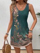 Vestido Bodycon sin Mangas con Estampado de Moda